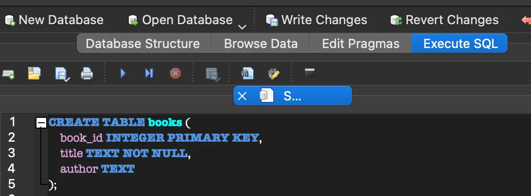 CREATE TABLE books 실행